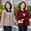Casaco de Lã de Primavera com Gola Lapela para Mãe de Meia-Idade, Novo Top de Lã Elegante e Estiloso de 2026 para Mulheres de Meia-Idade e Idosas
