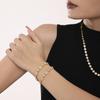 Azúcar Moda Europea y Americana Acero Inoxidable Cuarteto Zircón Garra Taladro Pulsera Femenina Acero Inoxidable PVD Dorado al Vacío Color Conservación