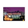 Fundo de Halloween mais vendido da Temu, com design de abóbora e casa mal-assombrada impresso em alta definição, série de fundos decorativos festivos