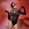Traje de baño de tirantes sedoso aceitoso sin costuras, mono de horquilla alta, mallas sexys, conjunto de medias emocionales, talla grande, brillante