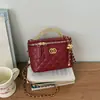 Bolso Caja de Textura Acolchada Estilo Chanel Lujo Ligero, Bolso Cruzado con Cadena de Hombro Moderno y Elegante, Bolso de Mano Versátil de Moda