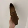 Primeiro Encontro Temporada Estilo Retrô Francês Bico Quadrado Mocassins Femininos Outono/Inverno Salto Grosso Versátil para o Trabalho Confortáveis Sapatos Baixos Femininos
