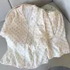 Estilo ins algodón nube estampado fresco de verano cárdigan pijama mujer manga corta pantalón corto conjunto para dormitorio estudiantil ropa de casa