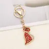 Chaveiro de Metal de Gatinho Fofo, Chaveiro Criativo para Carro Cravejado de Diamantes, Pingente de Bolsa, Presente de Feriado Atacado