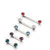 Piercings de ângulo reto personalizados transfronteiriços, titânio F136 com rosca interna e incrustação de diamante, joias para piercing corporal de titânio G23
