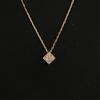 Colar com Pingente Quadrado Pequeno de Zircônia Açucarada Banhado a Prata S925 Ouro 18K Corrente de Clavícula Distintiva de Diamante Feminina Luxo Leve de Alta Qualidade