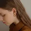 Pendientes de plata de ley S925 con diseño dulce y encantador para mujer, pendientes de aro, temperamento, forma de U irregular, pendientes versátiles para mujer