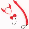 Faixa de Cabeça com Chifres de Halloween Conjunto de Tridente Faixa de Cabeça de Diabo Vermelho Adereços para Show de Máscaras Infantil e Adulto
