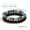 Pulsera de doble hilo de piedras naturales de turquesa, ojo de tigre y piedra volcánica de 8 mm, estilo europeo y americano, con difusor y diseño elástico, más vendida