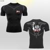 Traje de tiro transfronteiriço, novo traje esportivo de corrida de secagem rápida, camiseta justa com desenho animado, maré masculina