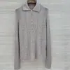 BORBOTIE Ropa de punto para mujer 2026 Principios de otoño Nuevo Estilo BC Old Money Top de Lana con Hilo Plateado Cuello Polo Cadena