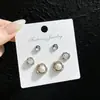 Kana Mina Simple Elegante Perla Una Tarjeta Tres Pares Aretes Pin Plata S925 Moda Combinable Aretes para Mujer