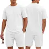 Conjunto de dos piezas de camiseta de verano con estampado de cuadros jacquard de cuello redondo y pantalones cortos para hombre de Cross-border Wish, traje deportivo casual americano