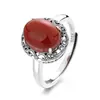 Anillo Yunchaoxuan de Plata de Ley S925 con Ágata Roja del Sur Incrustada, Estilo Vintage Único de Alta Gama y Elegancia Clásica para Mujer