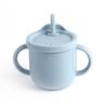 Vaso Pajita de Silicona para Dentición para Niños de Venta Caliente de Fábrica Transfronteriza Vaso para Aprender a Beber para Bebé con Asa Binaural Antiescaldado Dos en Uno