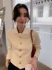 Ropa positiva única / Elegante cárdigan de punto estilo francés pequeño para mujer, primavera, tacto de alta gama, solapa, top corto exterior