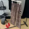 Pantalones de Caminar Casuales Largos de Pierna Ancha Sueltos Rectos de Lino Tencel con Estampado de Leopardo para Mujer, Verano