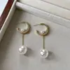 Brincos Longos com Franjas de Pérola de Luxo Retrô High-end Design Simples Doce de Nicho Brincos de Estilo Estrangeiro Brincos