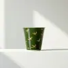 Tazón Tapa Verde Esmeralda Estampado en Oro Orquídea Acuática de Otoño Juego de Té Kung Fu, Tendencia Nacional Uso Doméstico Tazón de Té de Porcelana Blanca, Tazón Tapa de Cerámica