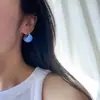 Pendientes coreanos de esmalte de colores semicirculares, diseño de nicho Ins, modernos, elegantes, pequeños, frescos, simples, versátiles, para mujer