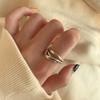 Versión coreana del anillo de plata de ley 925 con sentido de diseño nicho, anillo de viento frío para mujer que no se desvanece, anillo pesado retro, joyería al por mayor