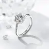 Anillo ajustable de boca suelta apilado Ángel 50 imitación diamante circonita Anillo de boda de cabeza de vaca de 1 quilate seis garras para mujer