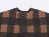 Atacado 2025 Novo Outono Estilo Europeu e Americano Feminino Solto Casual Malha Xadrez Suéter 831