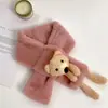 Bufanda de Peluche Nueva para Niños Linda de Dibujos Animados Imitación Piel de Conejo Bufanda Cálida Color Sólido Cruzada Engrosada Gato Kt Tendencia para Bebés