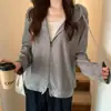 Jaqueta Moletom com Capuz Feminina Primavera Outono 2026 Novo Estilo Petite Solta Estilo Coreano Caimento Relaxado Manga Longa
