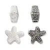 Plata S925 Vintage Tridimensional Tira Larga Texturizada Estrella de Mar Separadores Estrella de Cinco Puntas Cuentas Sueltas Hecho a Mano DIY Hilo para Cuentas
