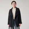Abrigo de Lana de Doble Cara Estilo Coreano para Mujer Patrón de Espiga Ropa para Ir al Trabajo de Alta Gama 100% Lana Pura Cuello Alto Abrigo de Lana
