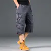Macacão de verão fino solto plus size calças masculinas com vários bolsos calças capri casuais para atividades ao ar livre shorts de verão masculinos