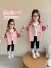 Cortavientos para Niña Estilo Primavera y Otoño 2026 Nueva Ropa Infantil Niña Moderna Moda Bloque de Color Chaqueta con Capucha de Primavera para Niños