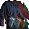 Ropa medieval europea y americana para hombre con cuello alto retro, tiras, top holgado AU3822, ropa de actuación