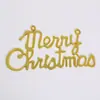 Decoraciones navideñas de plástico galvanizado letrero de letra en inglés MerryChristmas colgante para decoración de árbol de Navidad