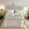 Colcha de Verano Tencel de Alta Gama Colcha de Verano con Encaje Francés Colcha de Verano de Cuatro Piezas Lavable a Máquina Seda de Hielo Fresca Sedosa Colcha para Aire Acondicionado
