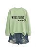 Sudadera con cuello redondo y manga larga para mujer, versátil, simple, informal, de estilo europeo y americano, para lucha libre, tía, exportación, estación independiente de Ebay