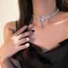 Collar elegante de estilo coreano con lazo de perlas incrustadas de diamantes, diseño de moda, cadena de clavícula, colgante, collar personalizado para mujer