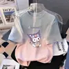 Camiseta Infantil de Manga Curta Degradê, Estilo Verão, Top Estiloso Infantil Estampado, Estilo Coreano, Solta, Respirável e Versátil para Crianças Maiores