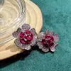 Pendientes de Zirconia Brillante Versátiles Clásicos Retro Europeos y Americanos para Mujer Pendientes de Flor de Moda Creativa de Gama Alta Lujo Ligero