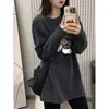 Camiseta de Manga Larga Estilo Coreano para Mujer Otoño 2026 Nueva Holgada Adelgazante Talla Grande Chicas Gorditas Longitud Media Prenda Base