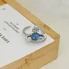 Anillo Abierto de Lujo Ligero con Circonita de Aguamarina Totalmente Incrustado con Diamantes, Diseño de Nicho Aliento de Bebé, Anillo Personalizado para Dedo Índice para Mujer