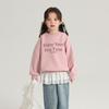 Pudding Haru Roupas Infantis Estilo Menina Tops Primavera 2025 Novos Moletons Casuais Versáteis Infantis Cor Lisa Manga Longa