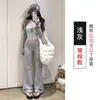Pantalones acampanados de lunares estilo coreano para mujer, novedad otoño 2026, de cintura alta, adelgazantes, versátiles, casuales, de pierna ancha con campana fluida