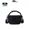 Bolso cesta pequeño tipo burbuja con pliegues y volantes con impresión de logo personalizado, bolso de hombro impermeable de nailon para mujer, casual