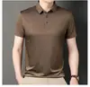 Camisa polo masculina de manga curta sem costura e alta elasticidade, verão novo, casual, com lapela, camiseta masculina geração cabelo