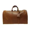 Bolso de viaje retro de piel de Caballo Loco para hombre, de gran capacidad, de piel de vaca de primera capa, bolso de fitness de piel auténtica.