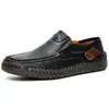 Zapatos de Cuero Británico AliExpress Transfronterizos Comercio Exterior Cuero Genuino Zapatos Casuales para Hombre Talla Grande Zapatos Hechos a Mano Puntada Zapatos Casuales de Cuero