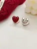 Pendientes de Aceite Rojo Simples Amor Pendientes de Color de Alto Nivel Versátiles Pendientes de Lujo Ligero para Mujer