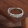 Collar de Plata de Ley S925 con Siete Granos de Arroz para Atraer la Fortuna para Mujeres, Anillo Redondo, Plata Tailandesa, Estilo Vintage, Grabado, Artesanía Antigua, Joyería de Plata de Moda de Lujo Ligero